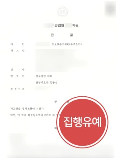 [음주운전재범 집행유예] 2차례 음주운전 벌금형 전력 음주운전변호사의 조력으로 집행유예